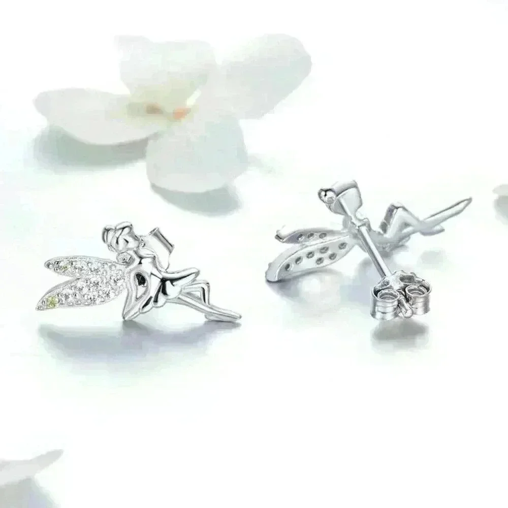 💝Dainty White CZ Sweet Wing Fairies Stud Earrings for Women, GPMB1441